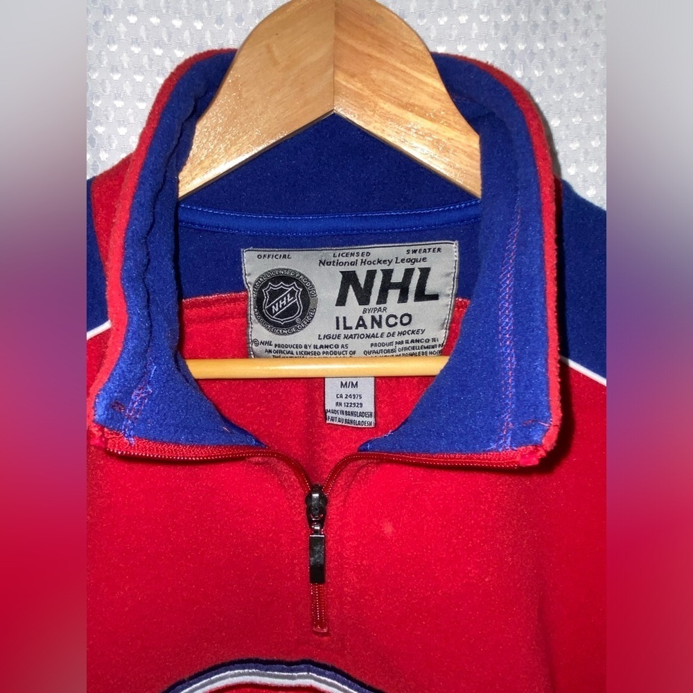 NHL vintage Montreal Canadiens red fleece 1/4 zip sweater size medium - Picture 2 of 13